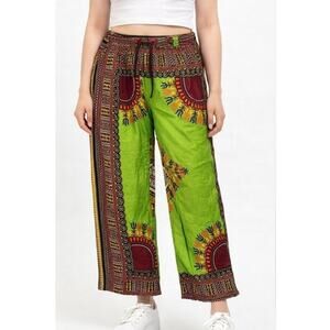 Jackpot Womens Boho Pants High Rise Pull On Wide Leg Cotton Colorful Size S NWT